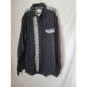 BANJO Dallas Texas Men's XL Black Western Aztec Tribal Print Button Down Shirt